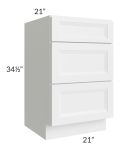 Salem White 21" Vanity Drawer Base Cabinet