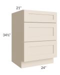 Midtown Cream Shaker 24" Vanity Drawer Base Cabinet