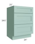 Midtown Sage Green Shaker 24" Vanity Drawer Base Cabinet