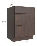 Vienna Kona Brown 24" Vanity Drawer Base Cabinet