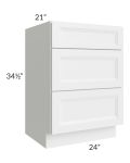 Salem White 24" Vanity Drawer Base Cabinet