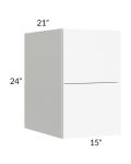 Venetian White Matte 15" Hanging 2-Drawer Vanity Base Cabinet