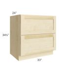 Unfinished Shaker 33" 2-Drawer Base Cabinet