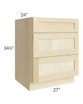 Unfinished Shaker 27" 3-Drawer Base Cabinet