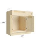 Unfinished Shaker 36" Vanity Sink Base Cabinet (Drawers on Right)