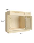 Unfinished Shaker 42" Vanity Sink Base Cabinet (Drawers on Right)
