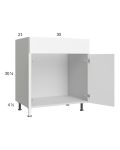 Euro Gloss White 30" Vanity Sink Base Cabinet