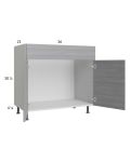 Euro Grey 36" Vanity Sink Base Cabinet