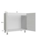 Euro White Grain 36" Full Height Door Vanity Sink Base Cabinet