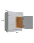 Asheville Grey Shaker 30" Vanity Sink Base Cabinet (Drawers on Left)