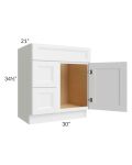 Bayville White 30" Vanity Sink Base Cabinet (Drawers on Left)