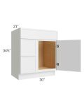 Township White 30" Vanity Sink Base Cabinet (Drawers on Left)