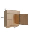 Township Rift Oak 30" Vanity Sink Base Cabinet (Drawers on Left)