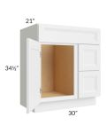 Bayville White 30" Vanity Sink Base Cabinet (Drawers on Right)