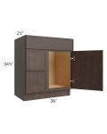 Vienna Kona Brown 30" Vanity Sink and Drawer Combo (Drawers on Left)