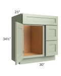 Midtown Pistachio Green Shaker 30" Vanity Sink and Drawer Combo (Drawers on Right)