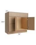 Township Rift Oak 36" Vanity Sink Base Cabinet (Drawers on Left)
