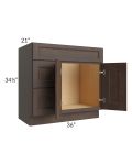 Tuscan Kona Brown 36" Vanity Sink and Drawer Combo (Drawers on Left)