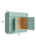Midtown Mint Green Shaker 36" Vanity Sink and Drawer Combo (Drawers on Left)