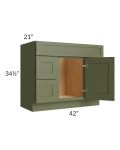 Midtown Hunter Green Shaker 42" Vanity Sink and Drawer Combo
