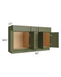Midtown Hunter Green Shaker 60" Vanity Sink and Drawer Combo