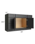 Midtown Black Shaker 60" Vanity Drawer and Sink Combo