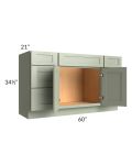 Midtown Pistachio Green Shaker 60" Vanity Drawer and Sink Combo