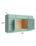 Midtown Mint Green Shaker 60" Vanity Drawer and Sink Combo