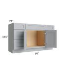 Asheville Grey Shaker 60" Vanity Sink Base Cabinet