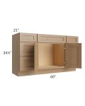 Asheville Rift Oak Shaker 60" Vanity Sink Base Cabinet