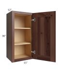 Farmhouse Walnut Shaker 15x30 Wall Cabinet