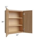 Asheville Rift Oak Shaker 24x30 Wall Cabinet