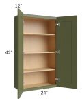 Midtown Hunter Green Shaker 24x42 Wall Cabinet