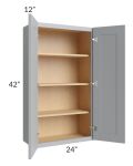 Asheville Grey Shaker 24x42 Wall Cabinet