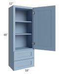Sky Blue Shaker 18x48 Wall Cabinet With Drawers