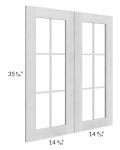Heather Grey Shaker 30x36 Mullion Glass Doors Only with Glass Included