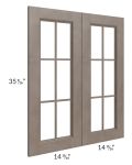 Providence Natural Grey 30x36 Mullion Glass Doors Only with Glass Included
