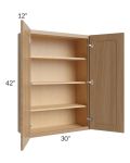Asheville Rift Oak Shaker 30x42 Wall Cabinet