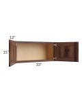 Farmhouse Walnut Shaker 33x15 Wall Cabinet