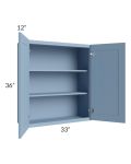 Sky Blue Shaker 33x36 Wall Cabinet