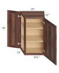 Farmhouse Walnut Shaker 24x36 Wall End Angle Cabinet - Out of stock through mid April