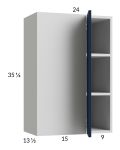 Harbor Navy 24x35-1/4 Blind Corner Wall Cabinet