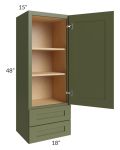 Midtown Hunter Green Shaker 18x48x15 Wall Cabinet with Drawers