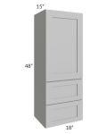 Midtown Painted Grey Shaker 18x48x15 Wall Cabinet with Drawers
