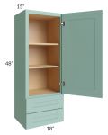 Midtown Mint Green Shaker 18x48x15 Wall Cabinet with Drawers