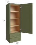 Midtown Hunter Green Shaker 18x54x15 Wall Cabinet with Drawers