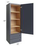 Midtown Indigo Shaker 18x54x15 Wall Cabinet with Drawers