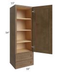 Midtown Mocha Shaker 18x54x15 Wall Cabinet with Drawers