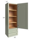 Midtown Pistachio Green Shaker 18x54x15 Wall Cabinet with Drawers