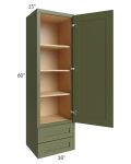 Midtown Hunter Green Shaker 18x60x15 Wall Cabinet with Drawers
